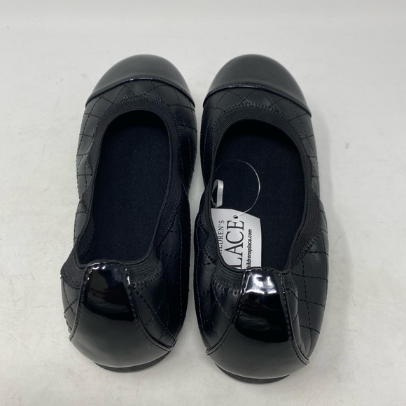 The Childrens Place Girls Black Slip On Ballet Flats Shoes Quilted - Size3 - Picture 4 of 6
